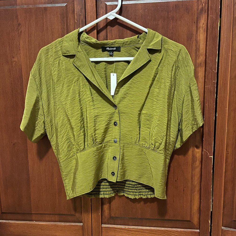 Madewell drapey top olive green